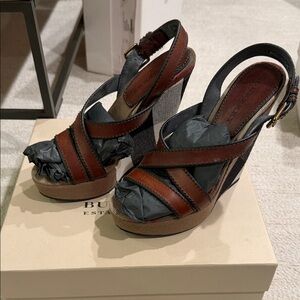 Burberry Nova Check platform wedge sandals